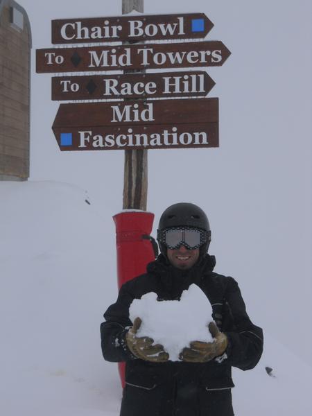 Blair James enjoys today's new snow at Mt Hutt ski area